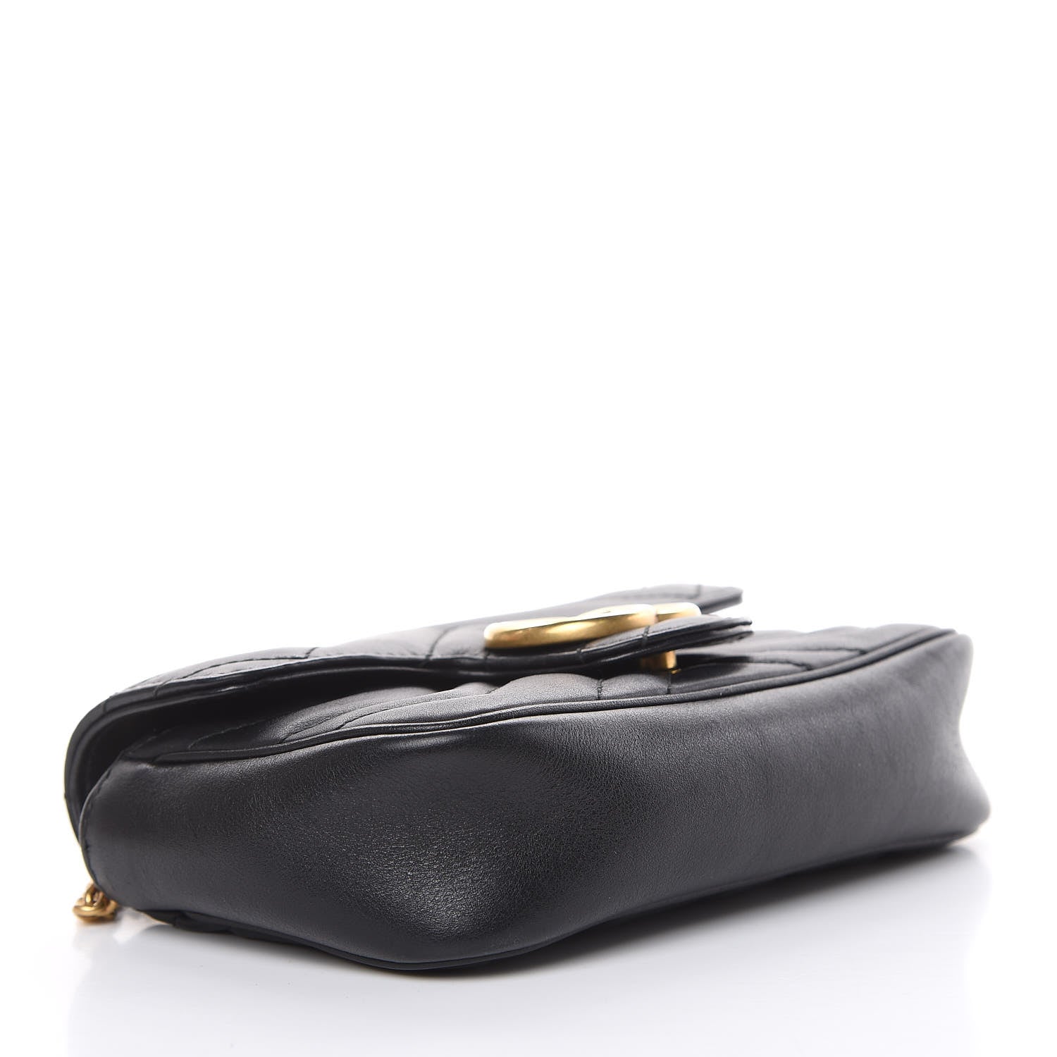 Gucci Calfskin Matelasse Super Mini GG Marmont Shoulder Bag Black 4 of 13