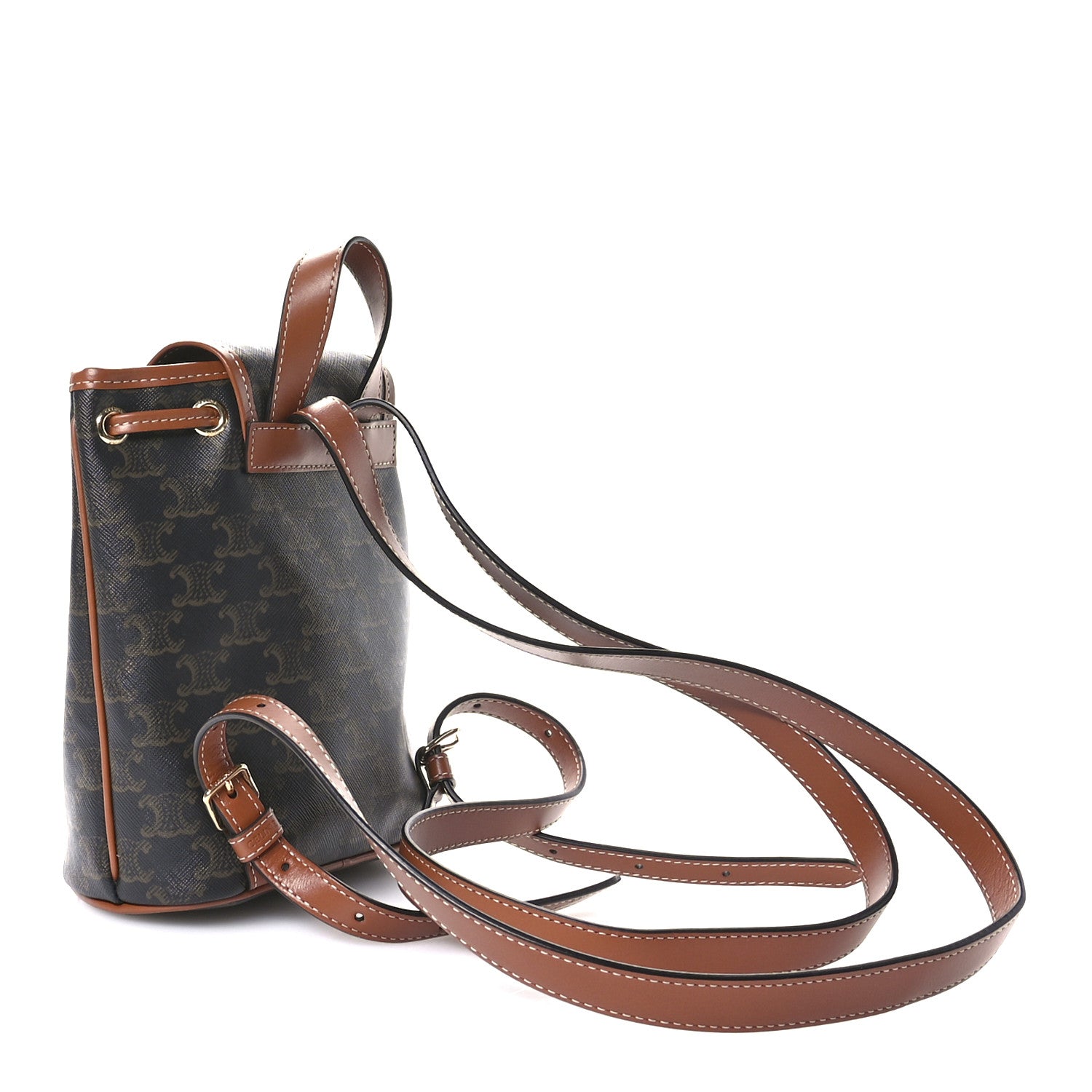 Celine Triomphe Canvas Calfskin Mini Folco Backpack Tan 3 of 10