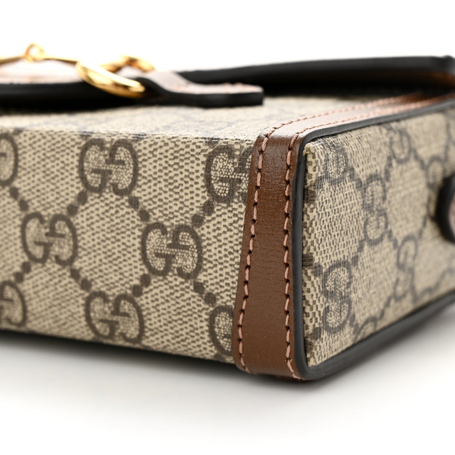 Gucci GG Supreme Monogram Mini Horsebit 1955 Shoulder Bag Beige Brown Sugar 10 of 13