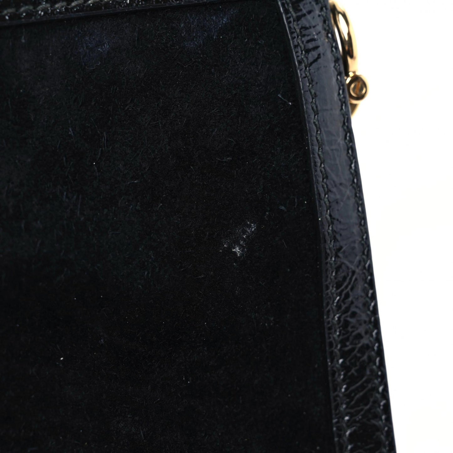 Suede Patent GG Web Small Ophidia Chain Shoulder Bag Black
