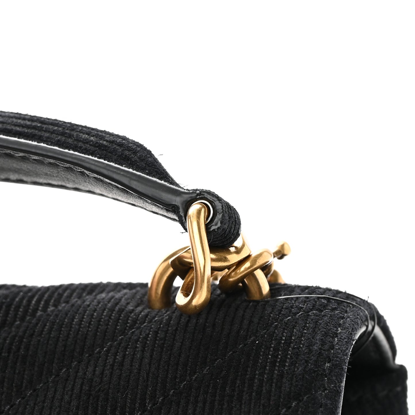 Corduroy Matelasse Chevron Monogram Medium College Bag Softy Black