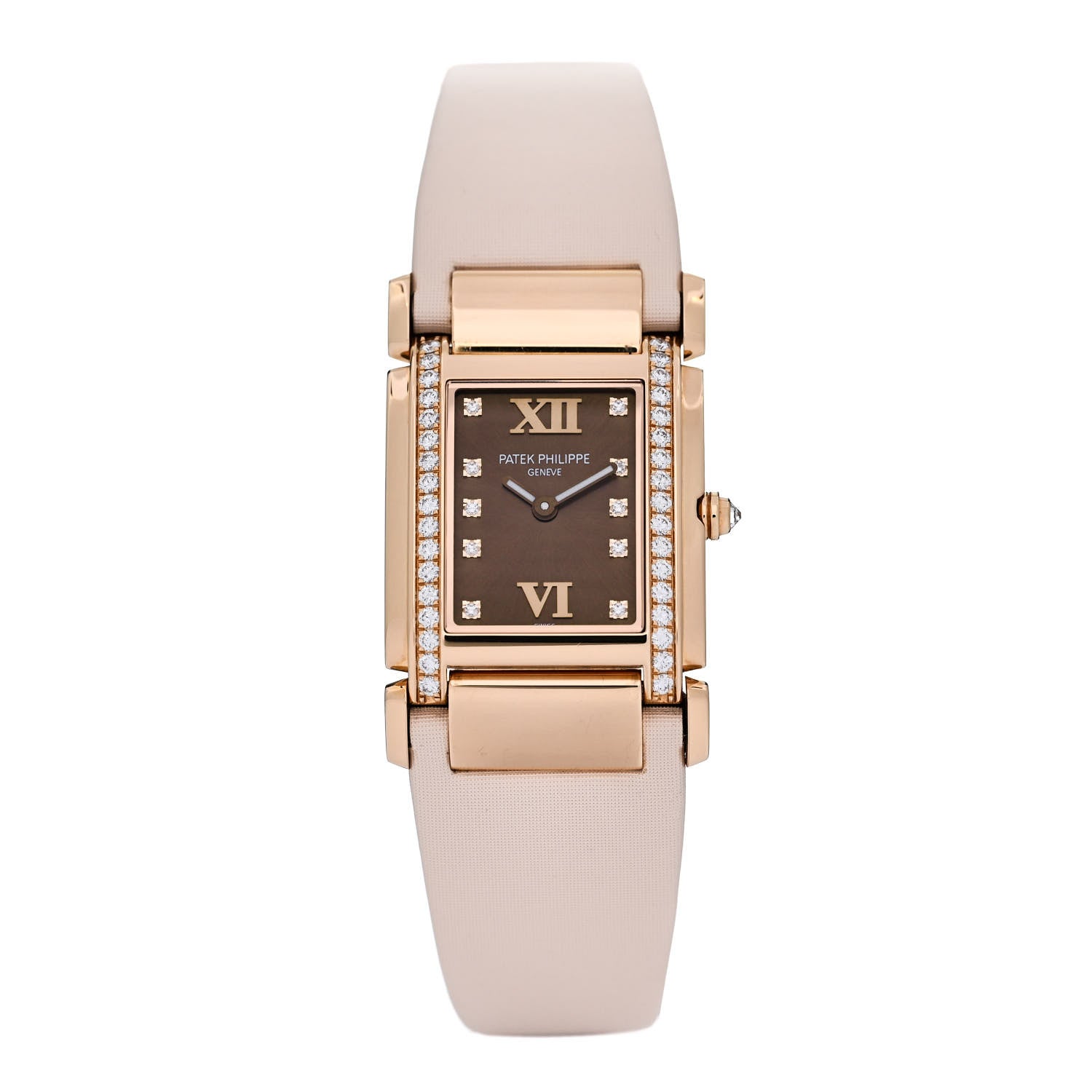 Patek Philippe 18K Rose Gold Satin Diamond 25mm Twenty-4 Quartz Watch Chocolate 4920R-001 1 of 4