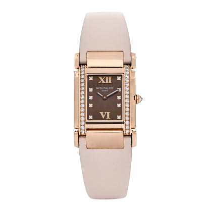 Patek Philippe 18K Rose Gold Satin Diamond 25mm Twenty-4 Quartz Watch Chocolate 4920R-001 1 of 4