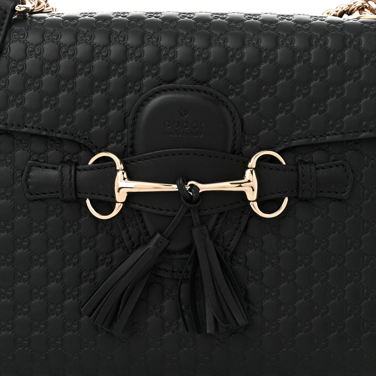 Microguccissima Medium Emily Chain Shoulder Bag Black