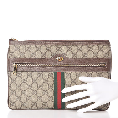 Gucci GG Supreme Monogram Large Ophidia Pouch Clutch Brown 2 of 8