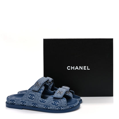 Chanel Denim CC Velcro Dad Chain CC Slide Sandals 37.5 Blue 11 of 11