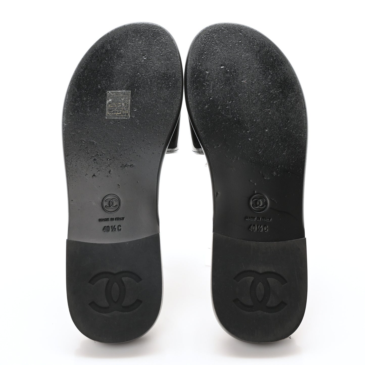 Mesh Patent Calfskin CC Mules 40.5 Black