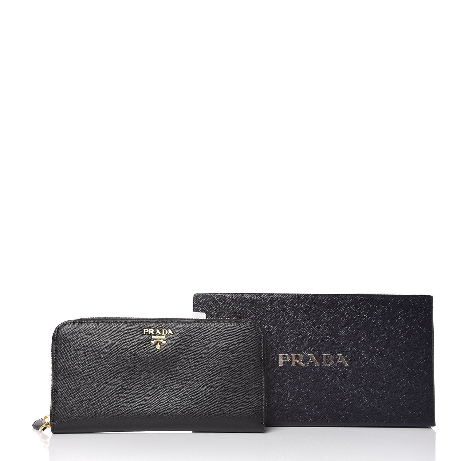 Prada Saffiano Metal Zip Around Wallet Black 7 of 7
