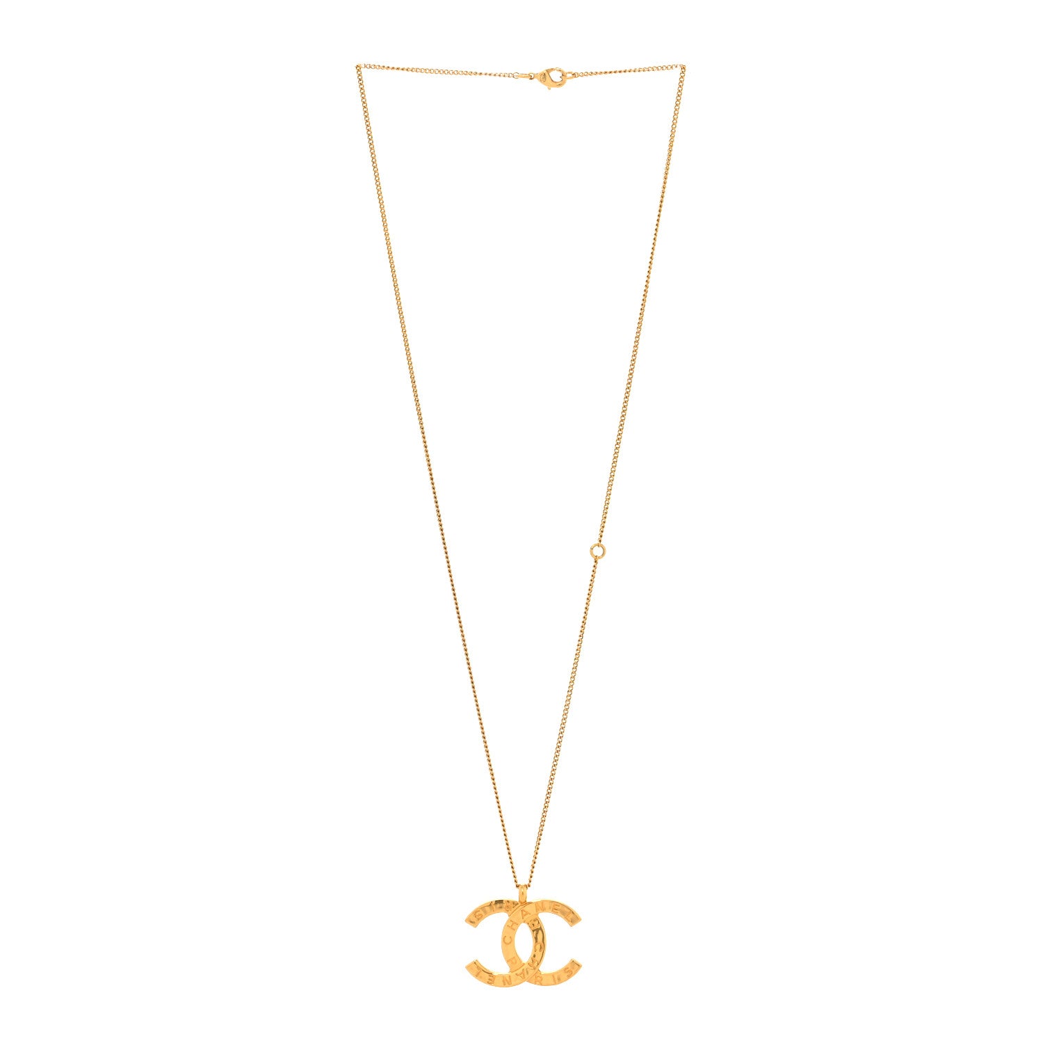 Chanel Metal CC Paris Button Necklace Gold 3 of 4
