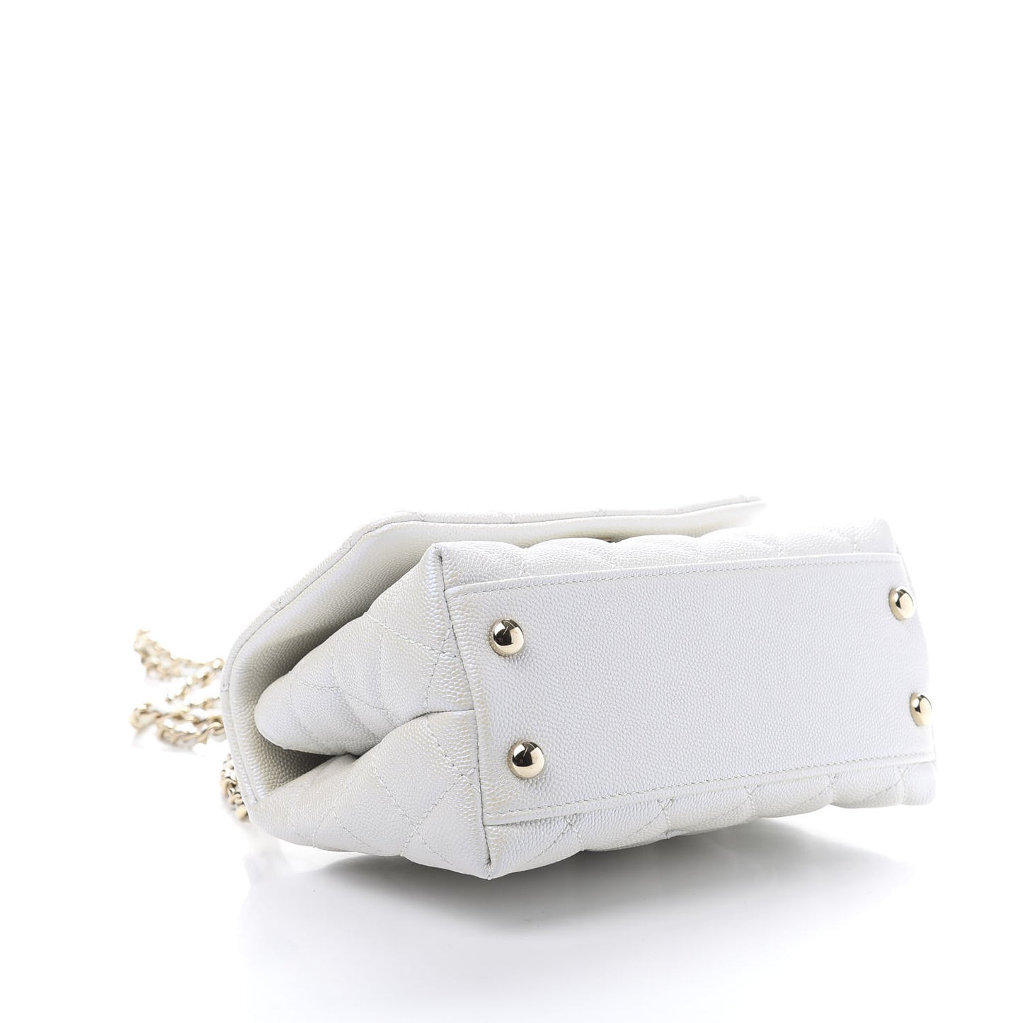 Iridescent Caviar Quilted Extra Mini Coco Handle Flap Ivory