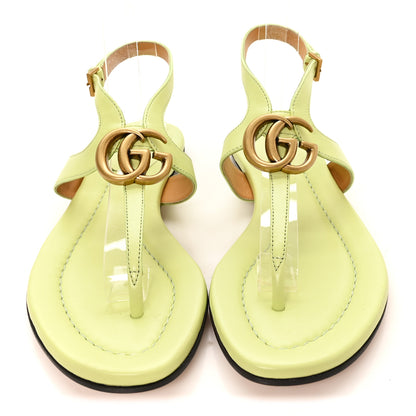 Gucci Calfskin Double G Thong Flat Sandals 36.5 Pistachio Green 3 of 9
