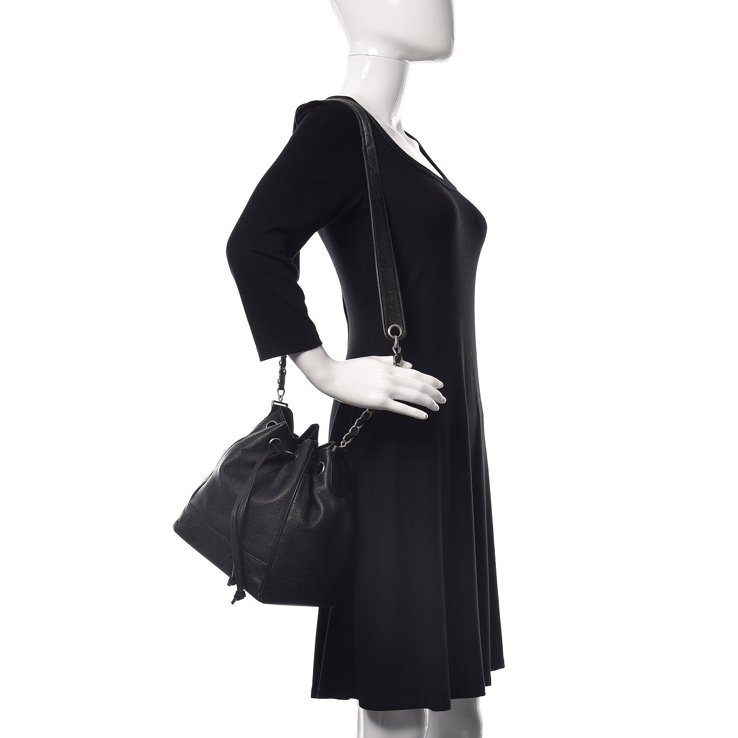 Chanel Caviar Drawstring Shoulder Bag Black 3 of 20