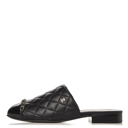 Chanel Lambskin Quilted Chain Mules 35 Black 1 of 9