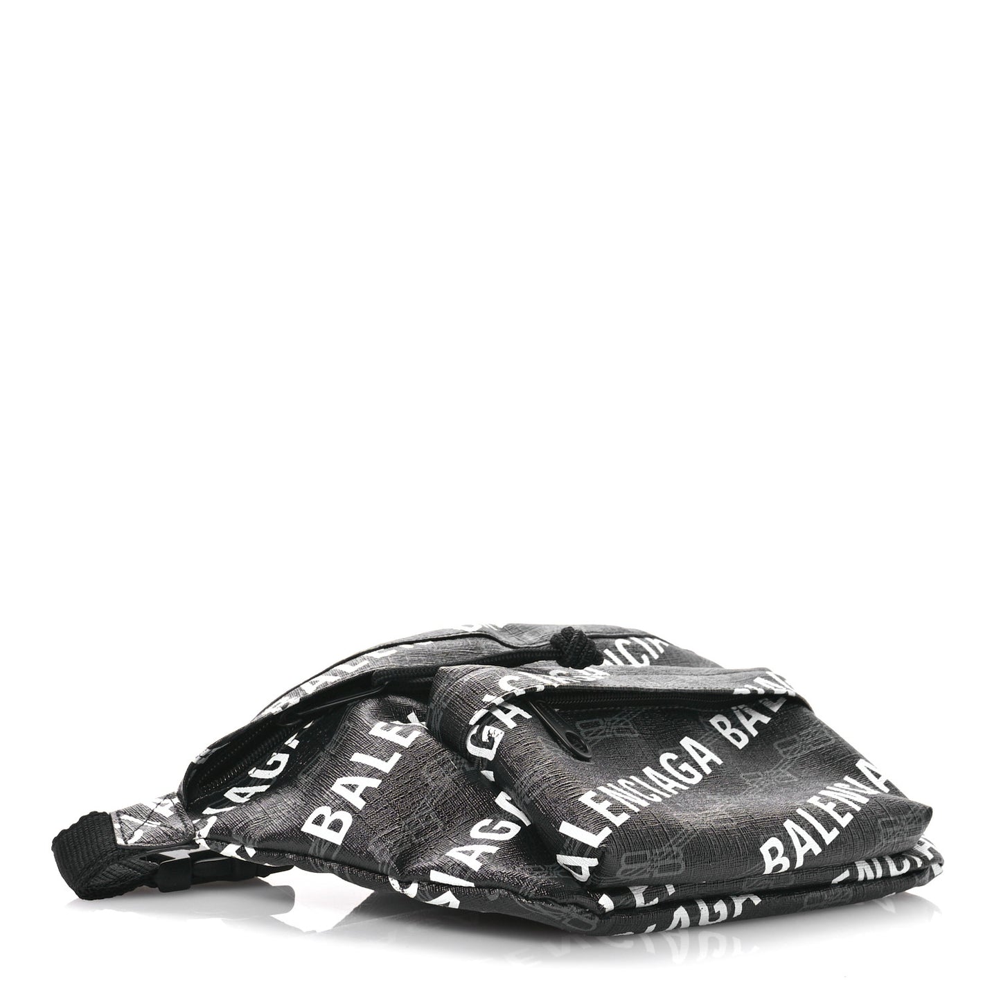 Coated Canvas BB Monogram Allover Logo Medium Signature Beltpack Black Grey White