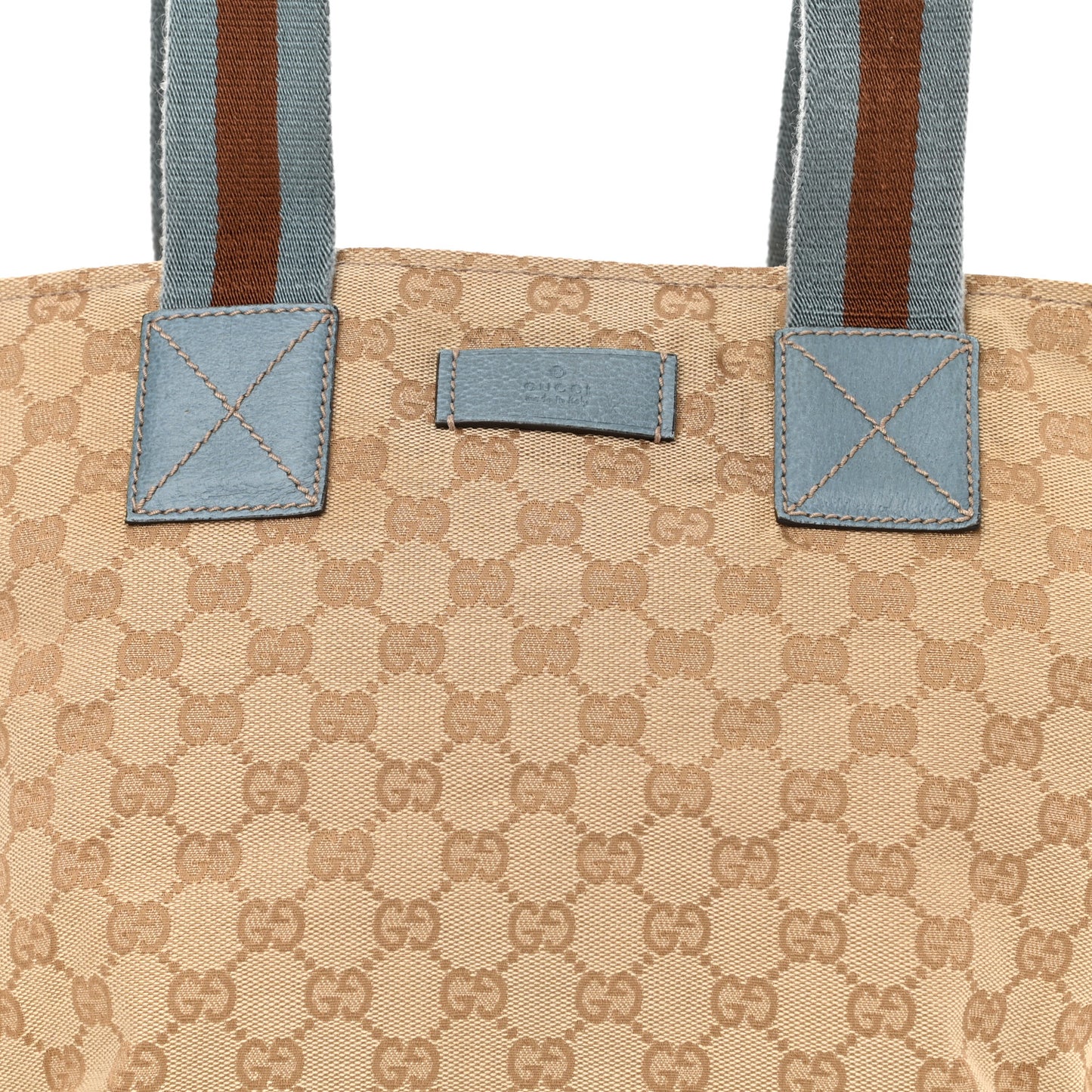 GG Monogram Medium Web Handle Bucket Tote Blue
