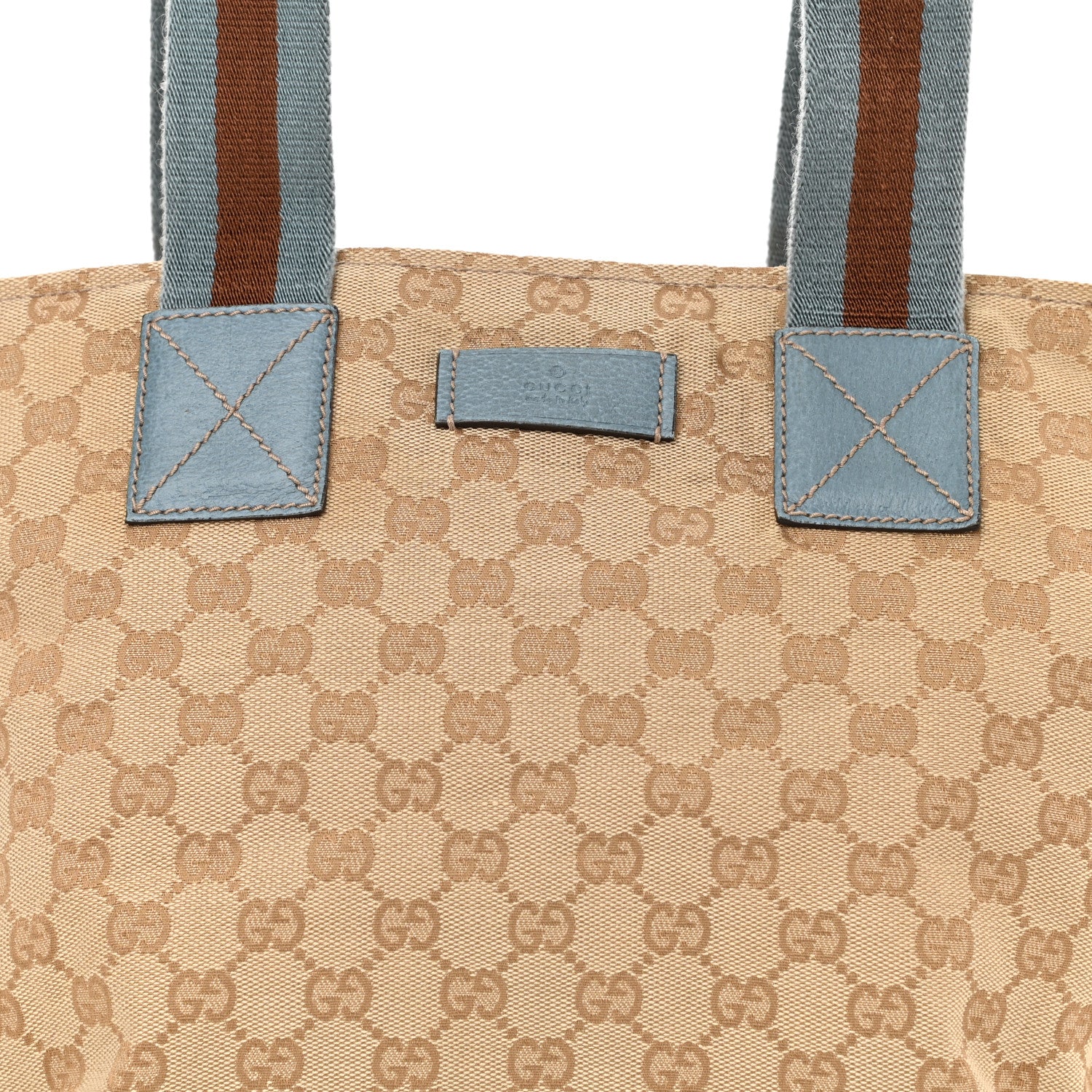 Gucci GG Monogram Medium Web Handle Bucket Tote Blue 8 of 12