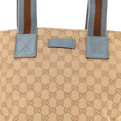Gucci GG Monogram Medium Web Handle Bucket Tote Blue 8 of 12