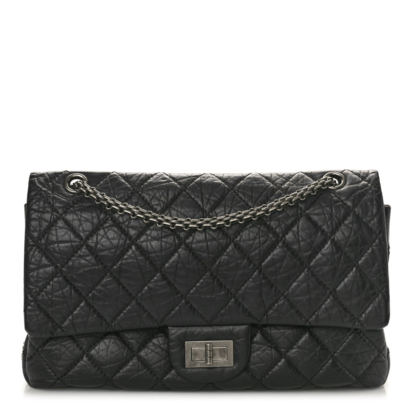 Aged Calfskin Quilted 2.55 Reissue 227 Flap Black