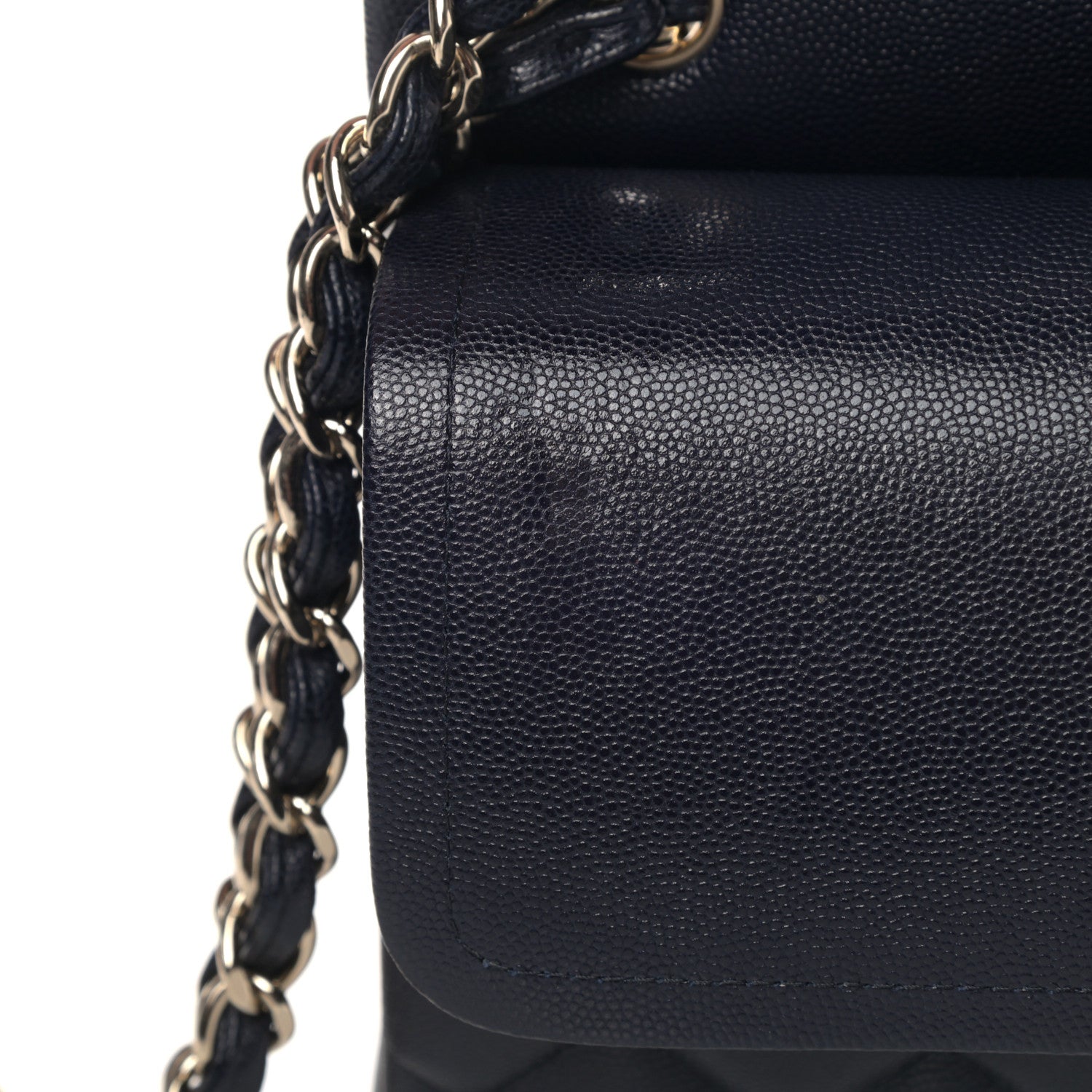 Chanel Caviar Quilted Jumbo Double Flap Navy Blue 9 of 10