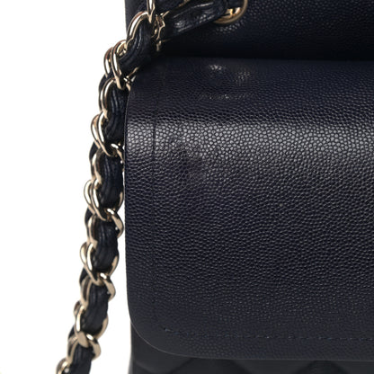 Chanel Caviar Quilted Jumbo Double Flap Navy Blue 9 of 10