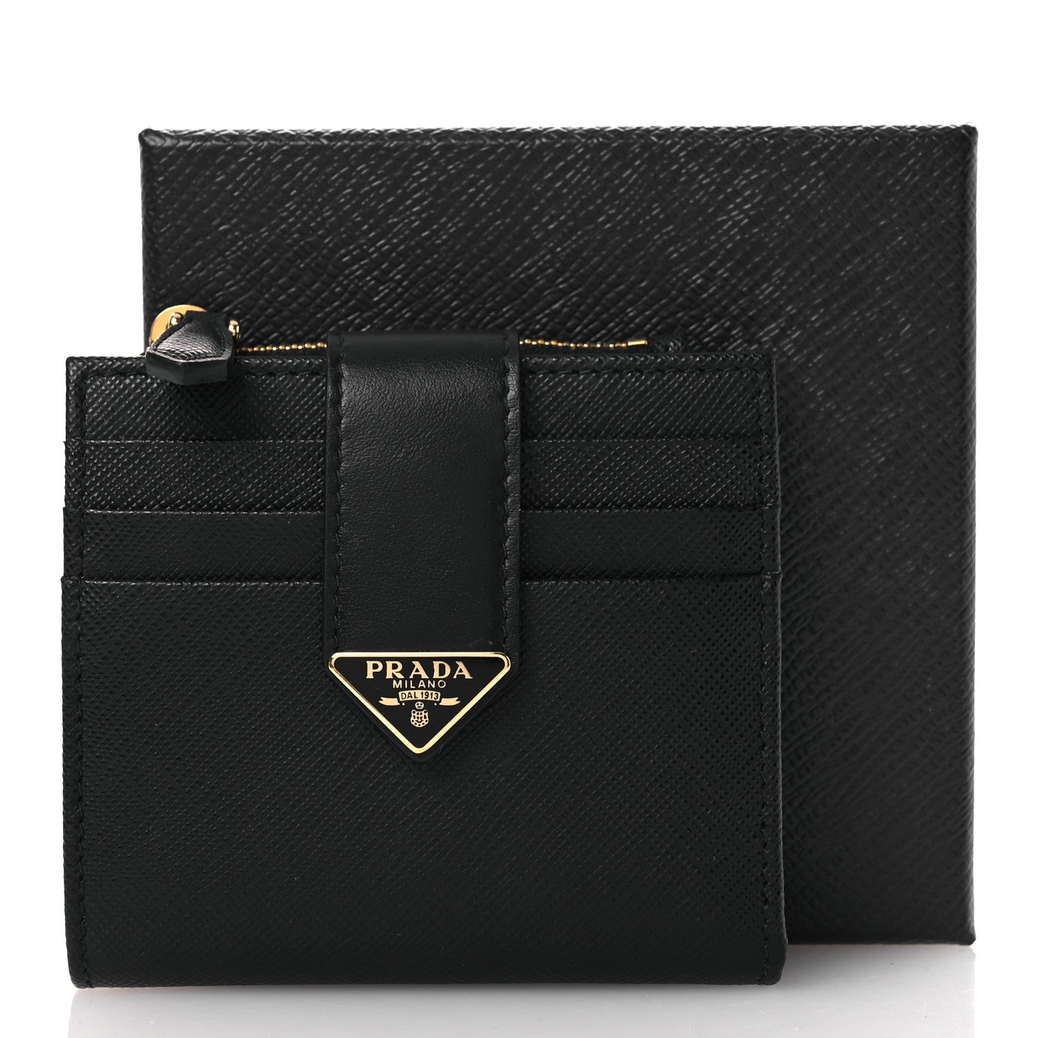 Prada Saffiano Small Triangle Wallet Black 11 of 11