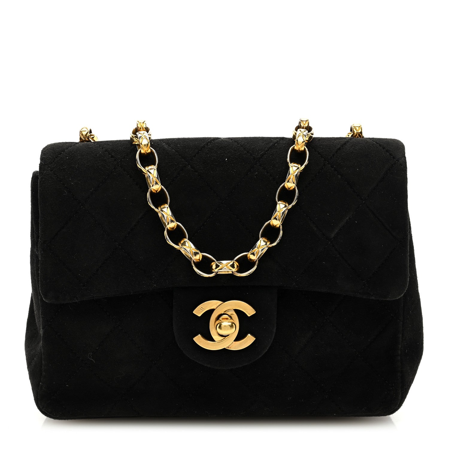 Chanel Suede Quilted Mini Square Flap Black 1 of 10