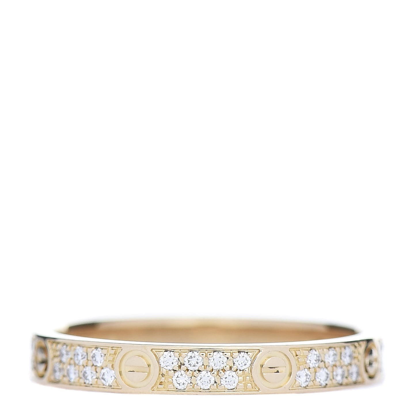 18K Yellow Gold Diamond 2.6mm LOVE Paved Band Ring 49 4.75