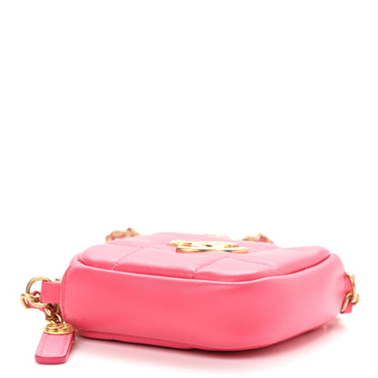 Chanel Lambskin Quilted Diamond Coin Purse With Chain Pink 4 of 9