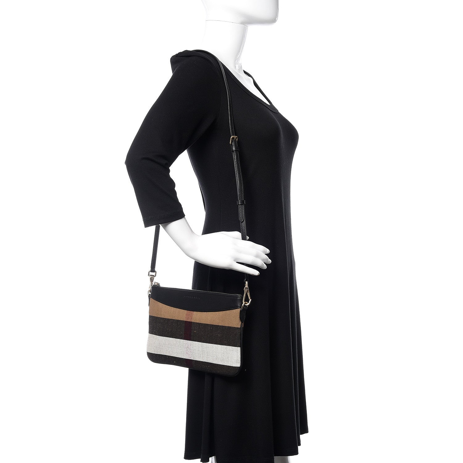 Burberry Mega Check Peyton Crossbody Clutch Bag Black 2 of 11