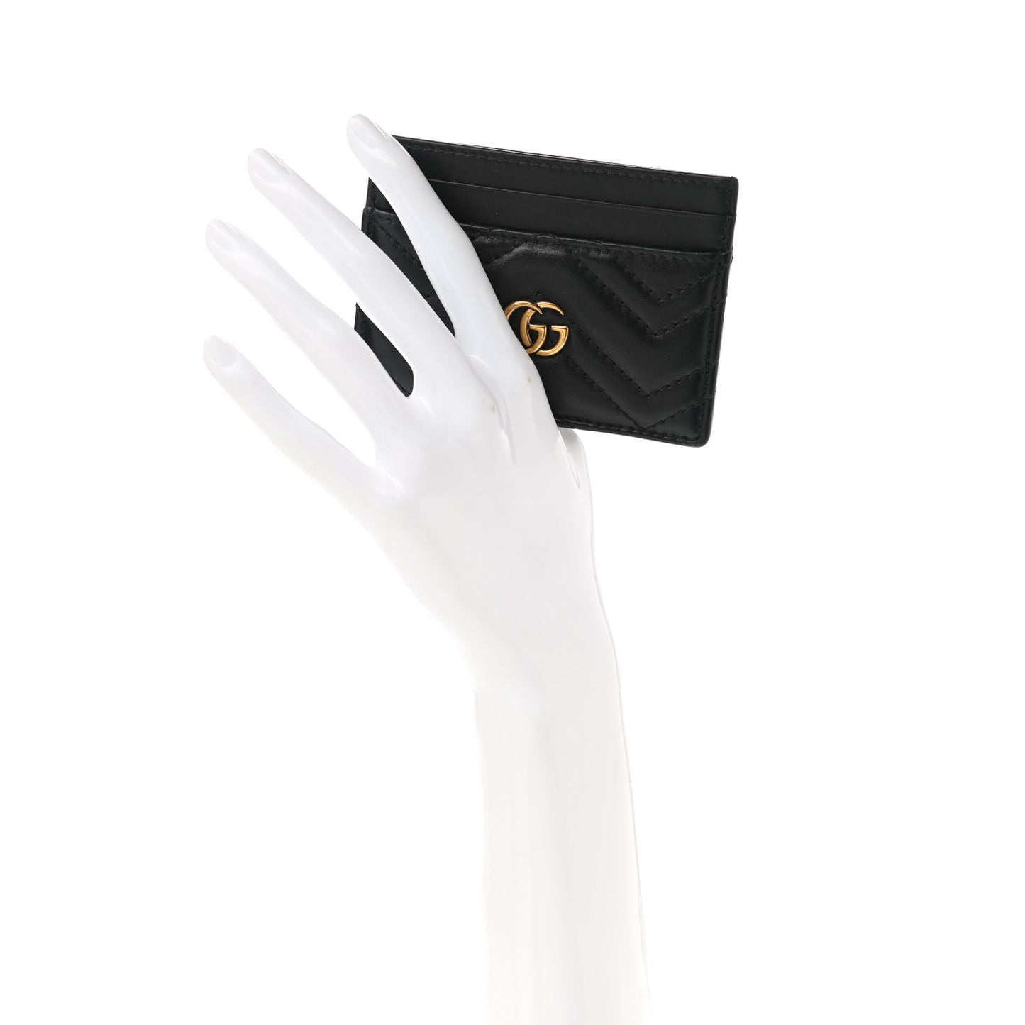 Calfskin Matelasse GG Marmont Card Holder Black