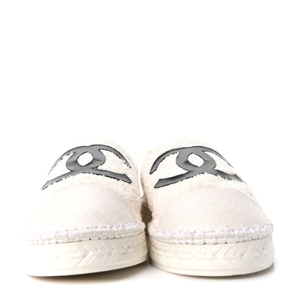 Chanel Tweed Grosgrain Patent CC Espadrilles 35 White Black 3 of 10