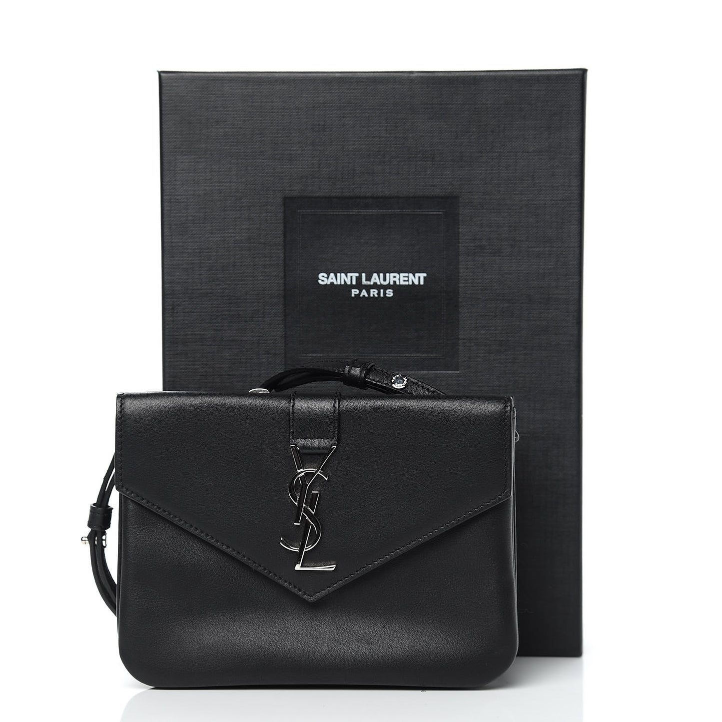 Calfskin Monogram Tri Pocket Crossbody Bag Black