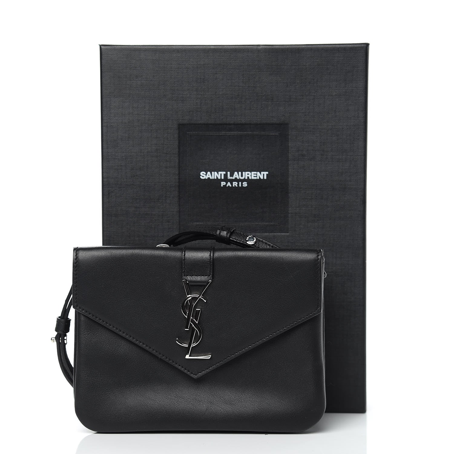 Saint Laurent Calfskin Monogram Tri Pocket Crossbody Bag Black 10 of 10