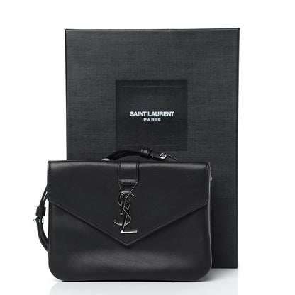 Saint Laurent Calfskin Monogram Tri Pocket Crossbody Bag Black 10 of 10