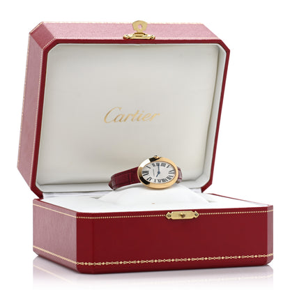 Cartier 18K Yellow Gold Alligator 24mm Baignoire Quartz Watch Burgundy 5 of 5