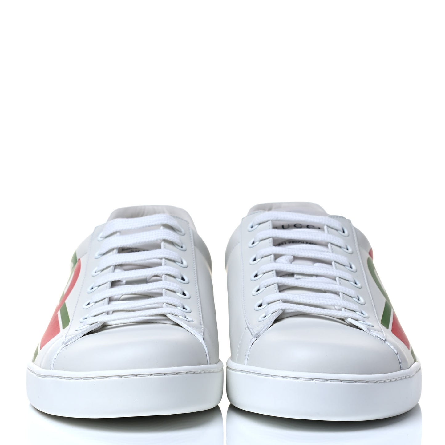 Calfskin Interlocking G Mens New Ace Sneakers 9 White Red Flame Green