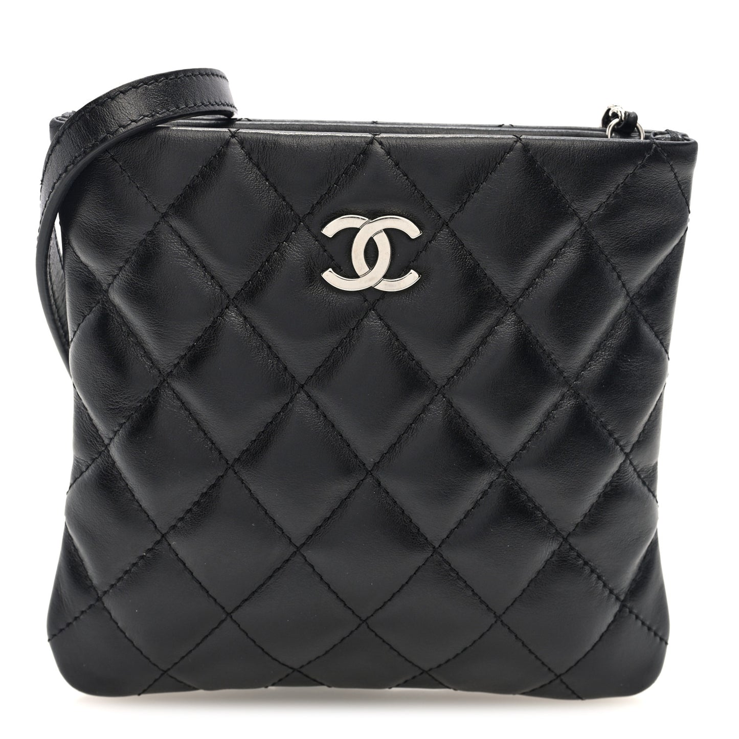 Calfskin Quilted Crossbody Bag Black