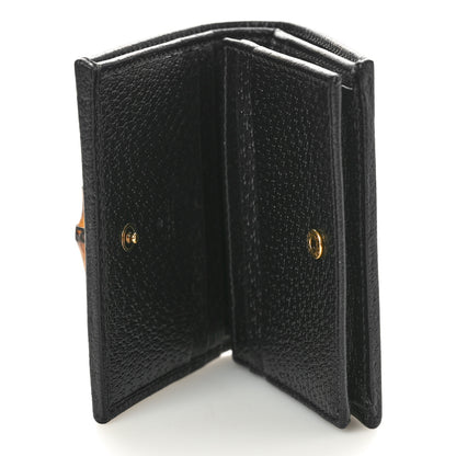 Gucci Wonka Grain Calfskin Diana Card Case Wallet Black 5 of 9