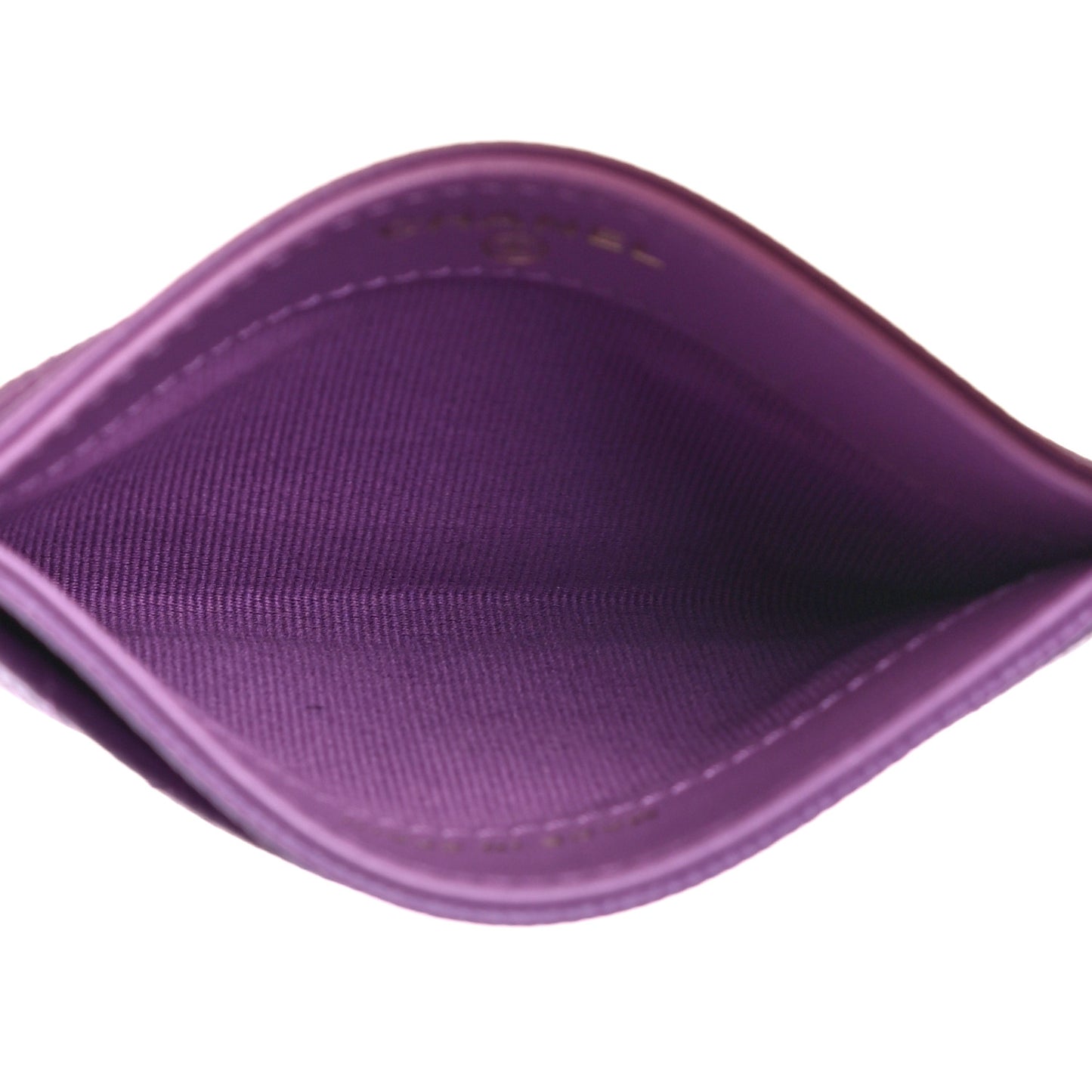 Caviar Quilted Card Holder Purple