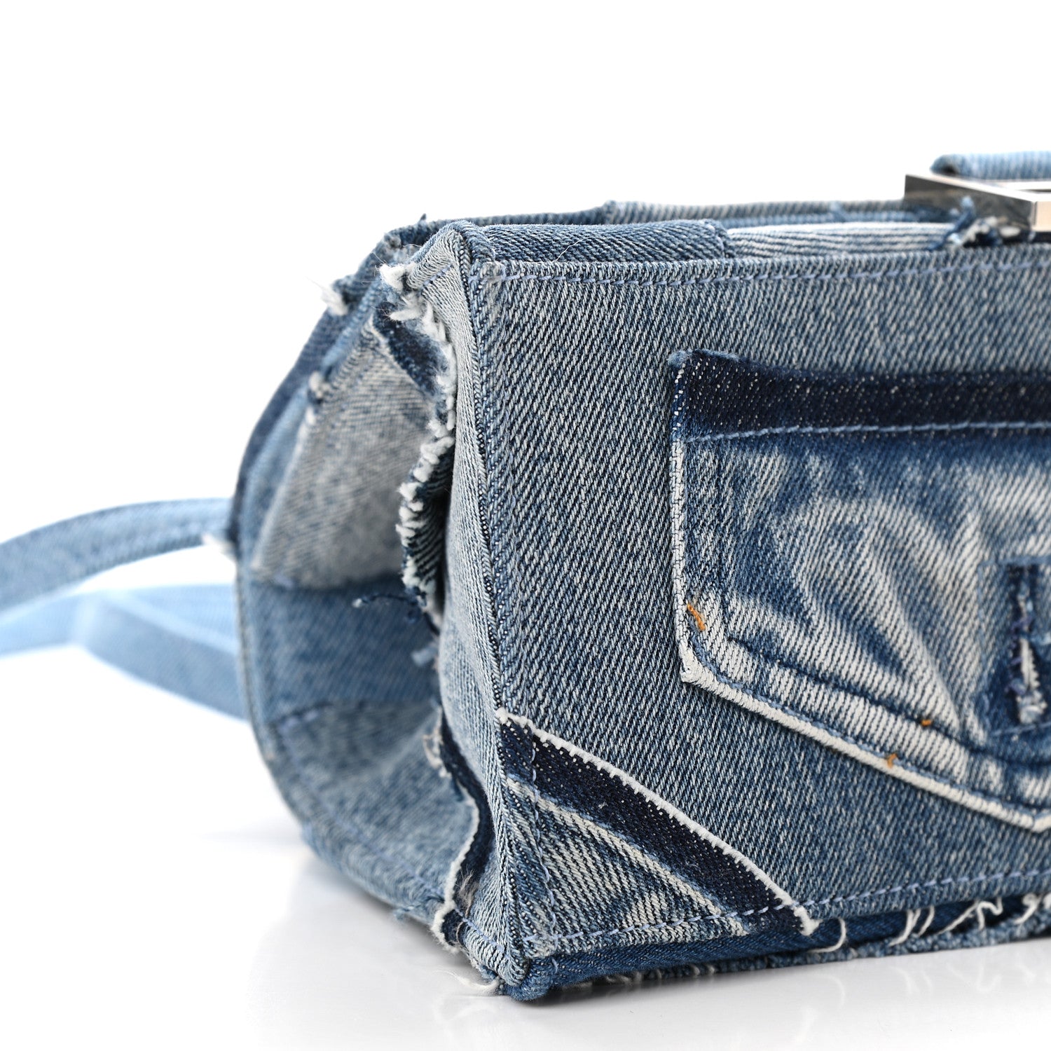 Balenciaga Denim Patchwork Small Hourglass Top Handle Bag Washed Blue 8 of 9