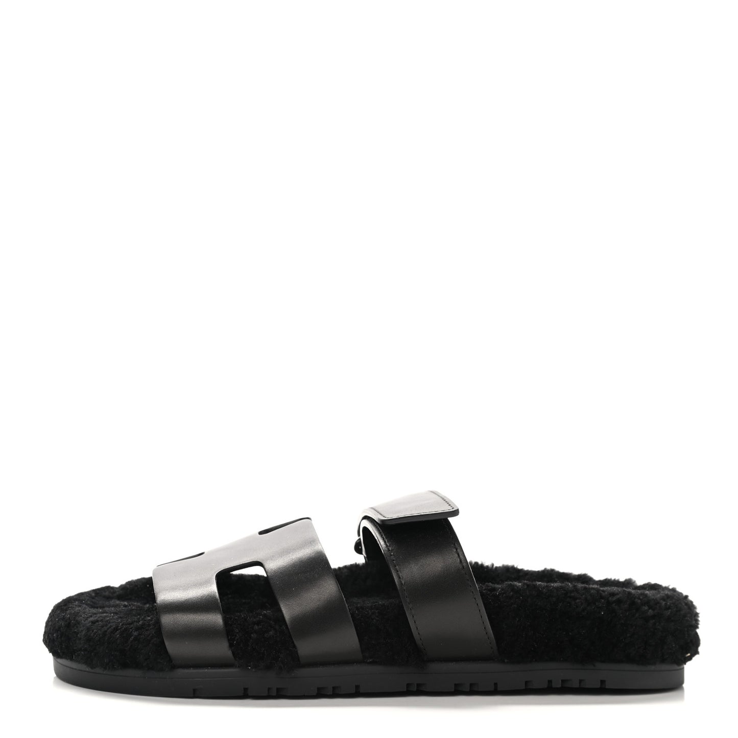 Calfskin Woolskin Womens Chypre Sandals 38 Black
