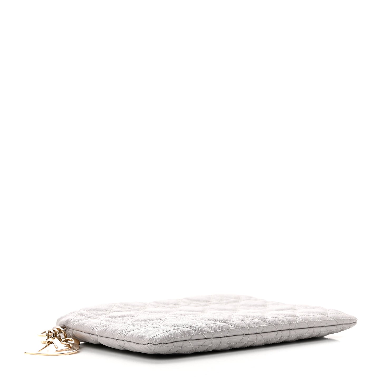 Coated Canvas Cannage Panarea Pouch Silver