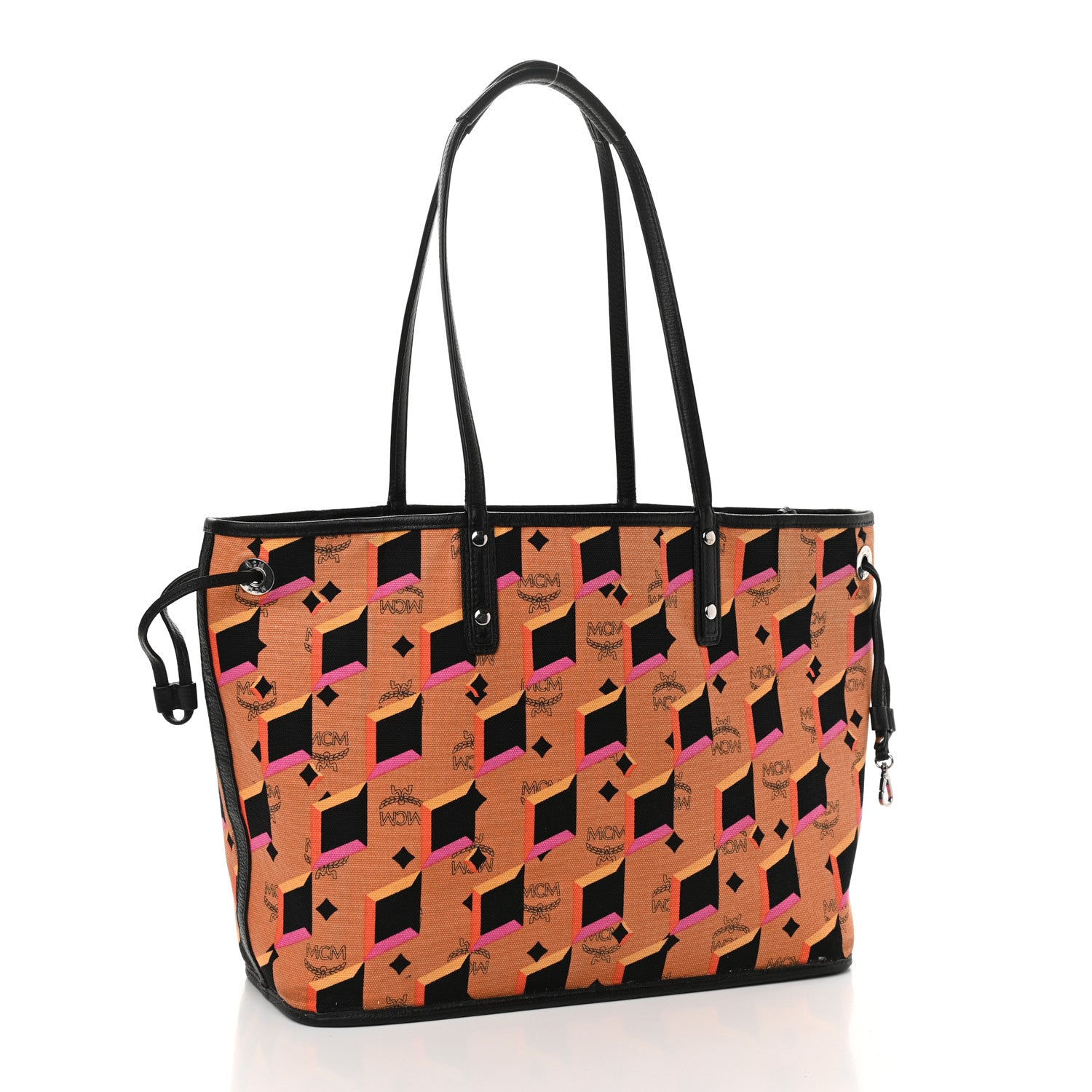 MCM Visetos Medium Reversible Shopping Tote Black 5 of 16