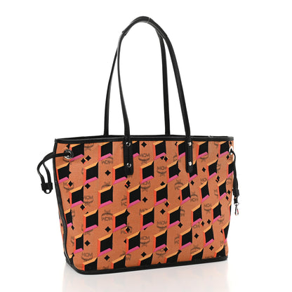 MCM Visetos Medium Reversible Shopping Tote Black 5 of 16