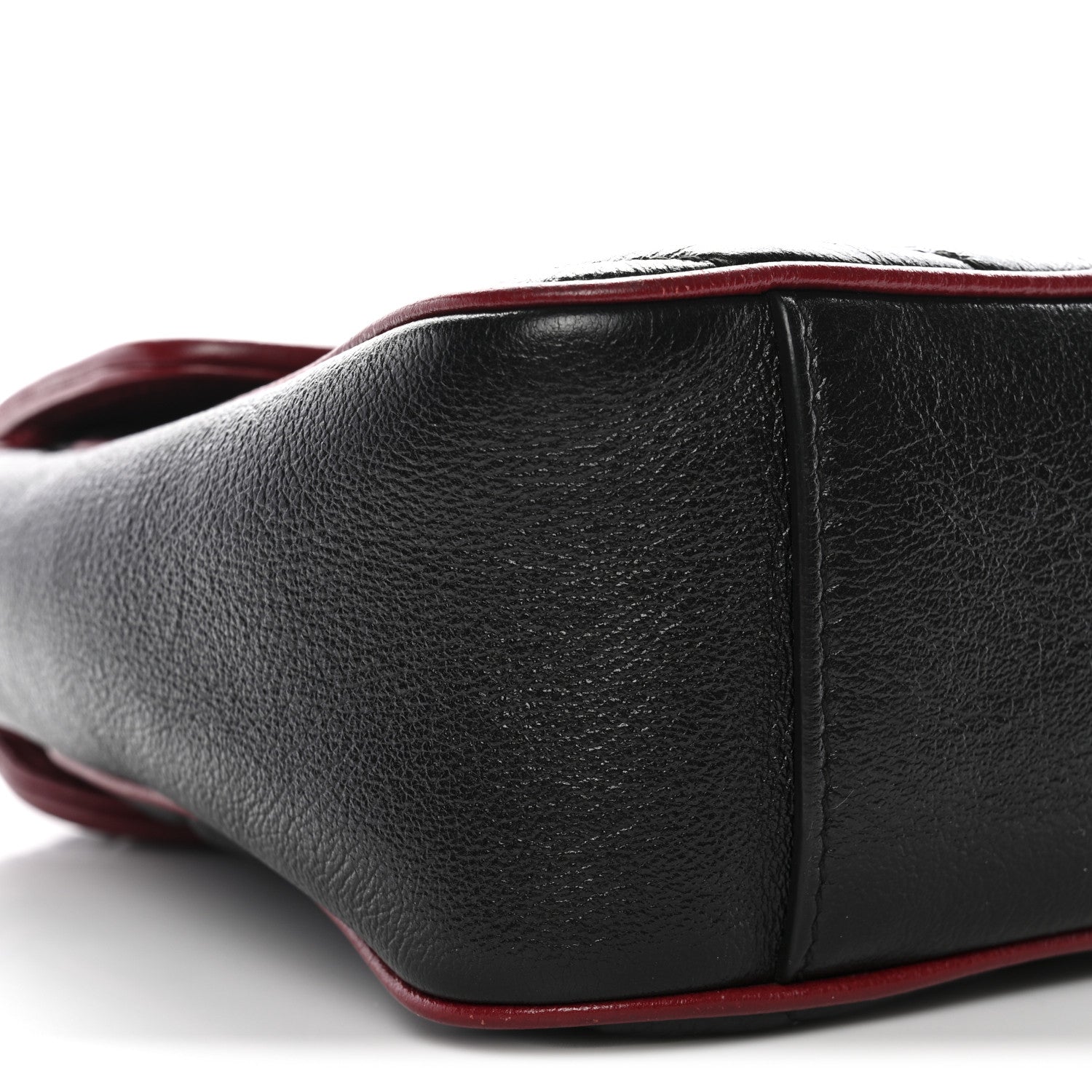 Gucci Vintage Effect Calfskin Matelasse Diagonal Small Torchon GG Marmont Shoulder Bag Black Romantic Cherry 9 of 11