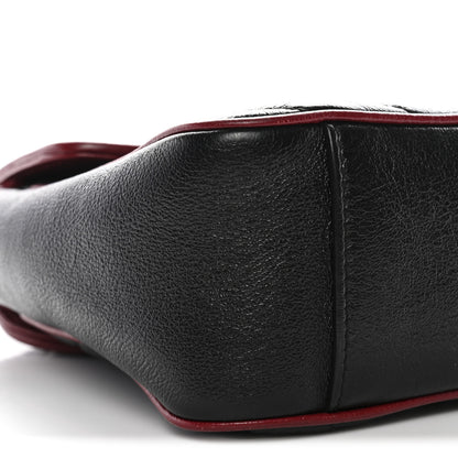 Gucci Vintage Effect Calfskin Matelasse Diagonal Small Torchon GG Marmont Shoulder Bag Black Romantic Cherry 9 of 11