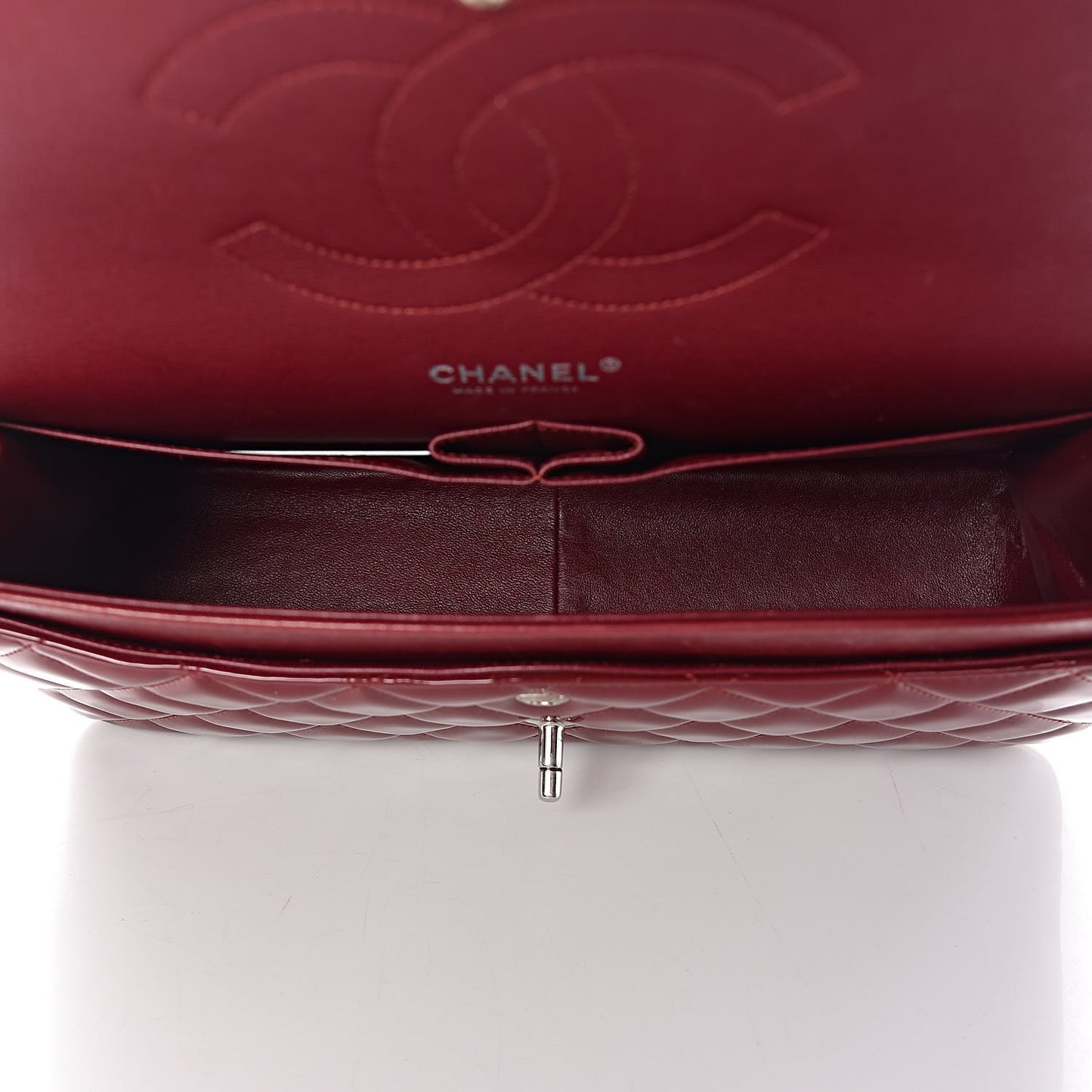 Patent Quilted Jumbo Double Flap Dark Red