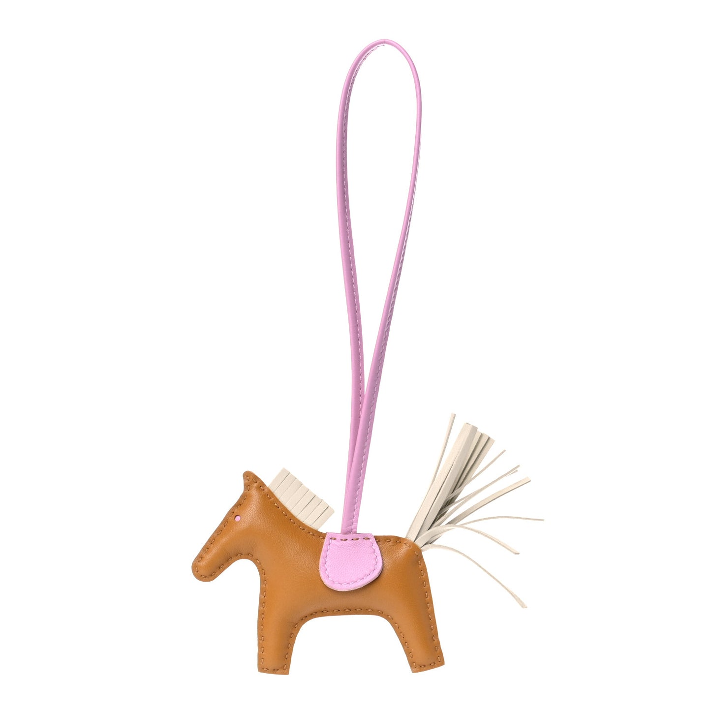 Milo Lambskin Grigri Rodeo Horse Bag Charm PM Sesame Mauve Sylvestre Craie
