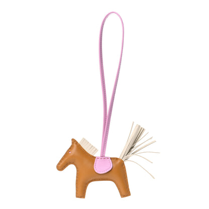 Hermes Milo Lambskin Grigri Rodeo Horse Bag Charm PM Sesame Mauve Sylvestre Craie 1 of 4