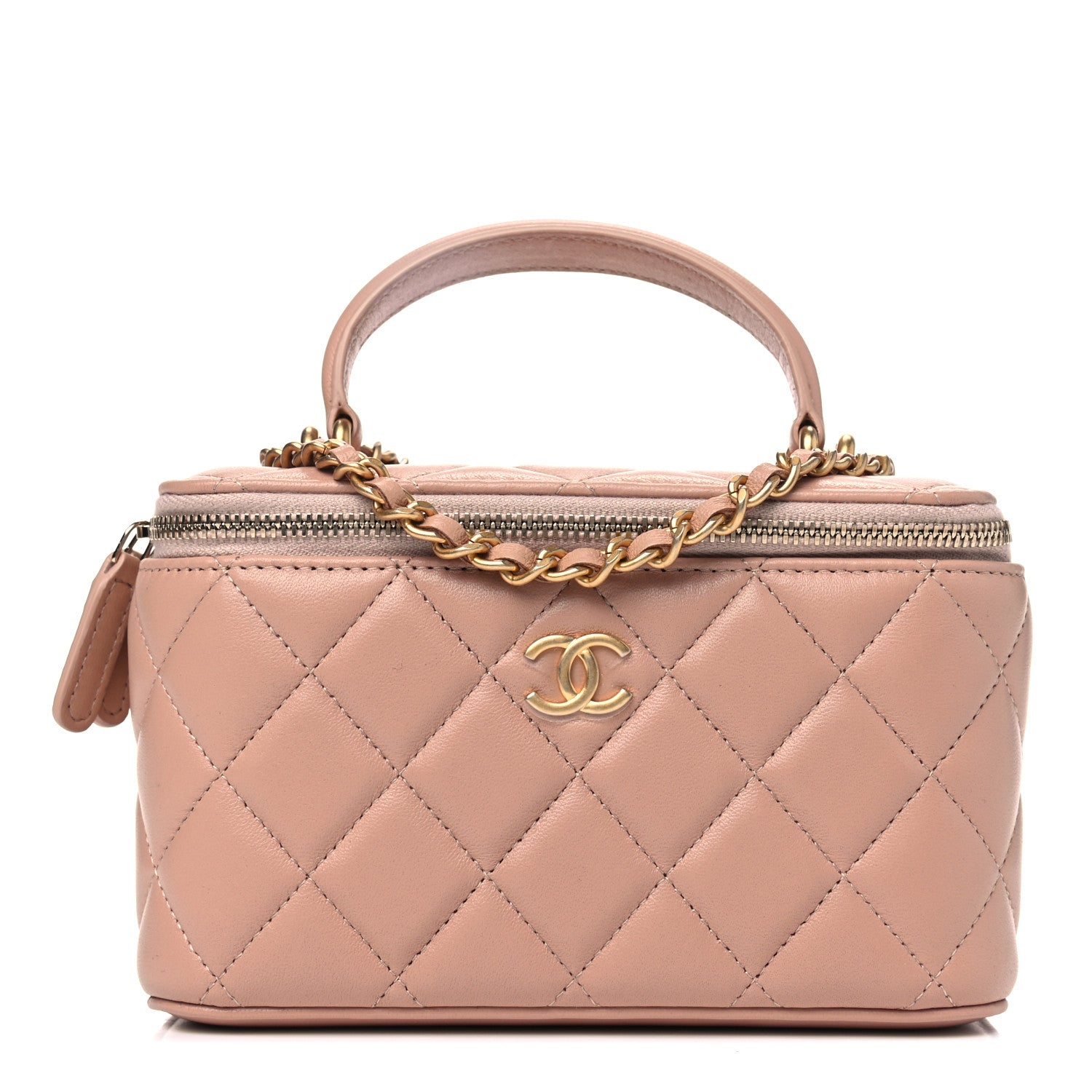 Chanel Lambskin Quilted Small Top Handle Vanity Case With Chain Beige 1 of 4